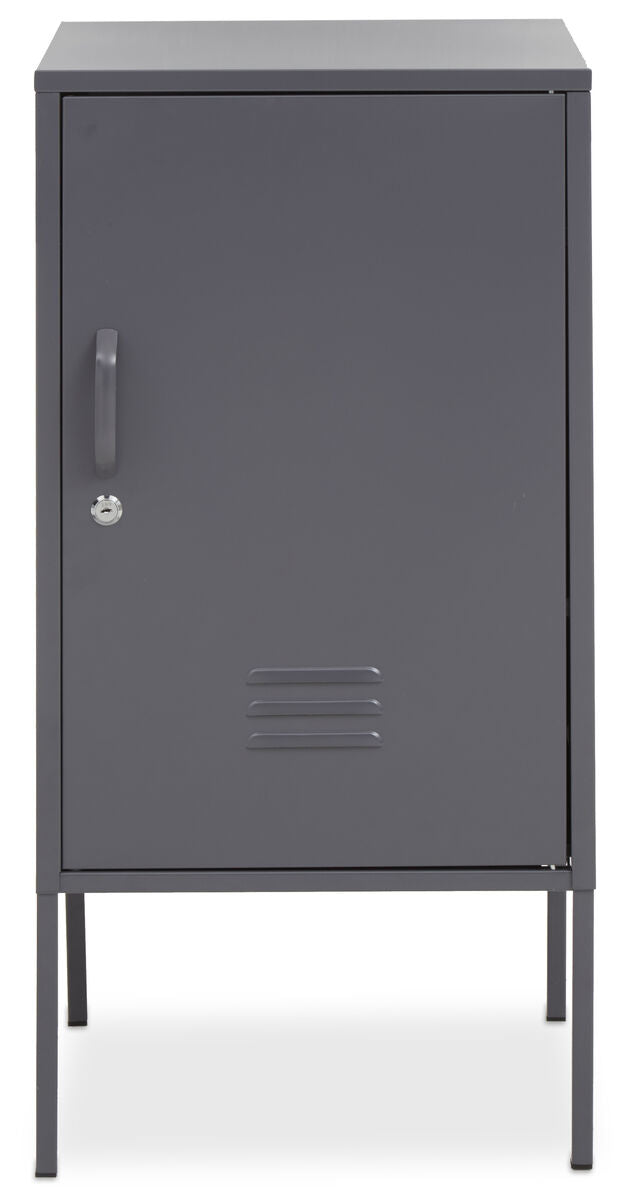 Grey Metal One Door Locker Style Cabinet