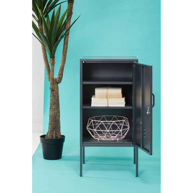 Grey Metal One Door Locker Style Cabinet