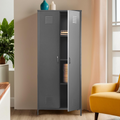 Grey Metal Two Door Locker Style Wardrobe