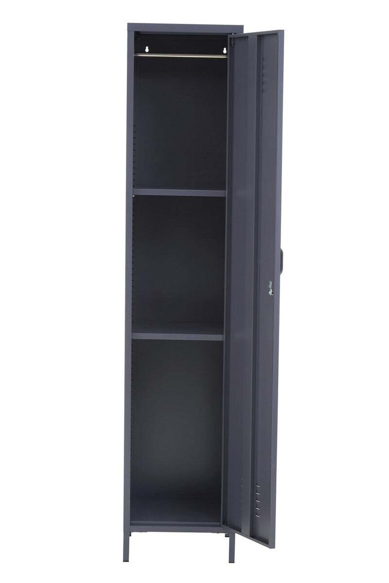 Grey Metal One Door Locker Style Tall Cabinet