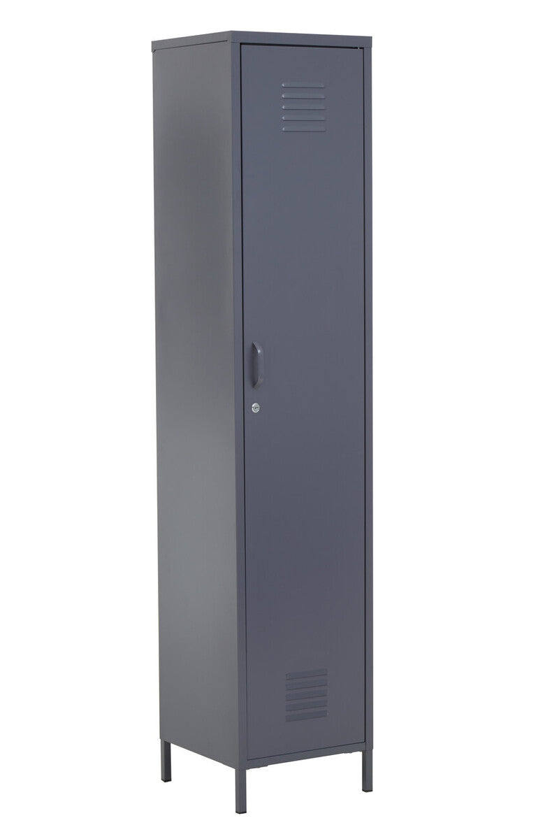 Grey Metal One Door Locker Style Tall Cabinet