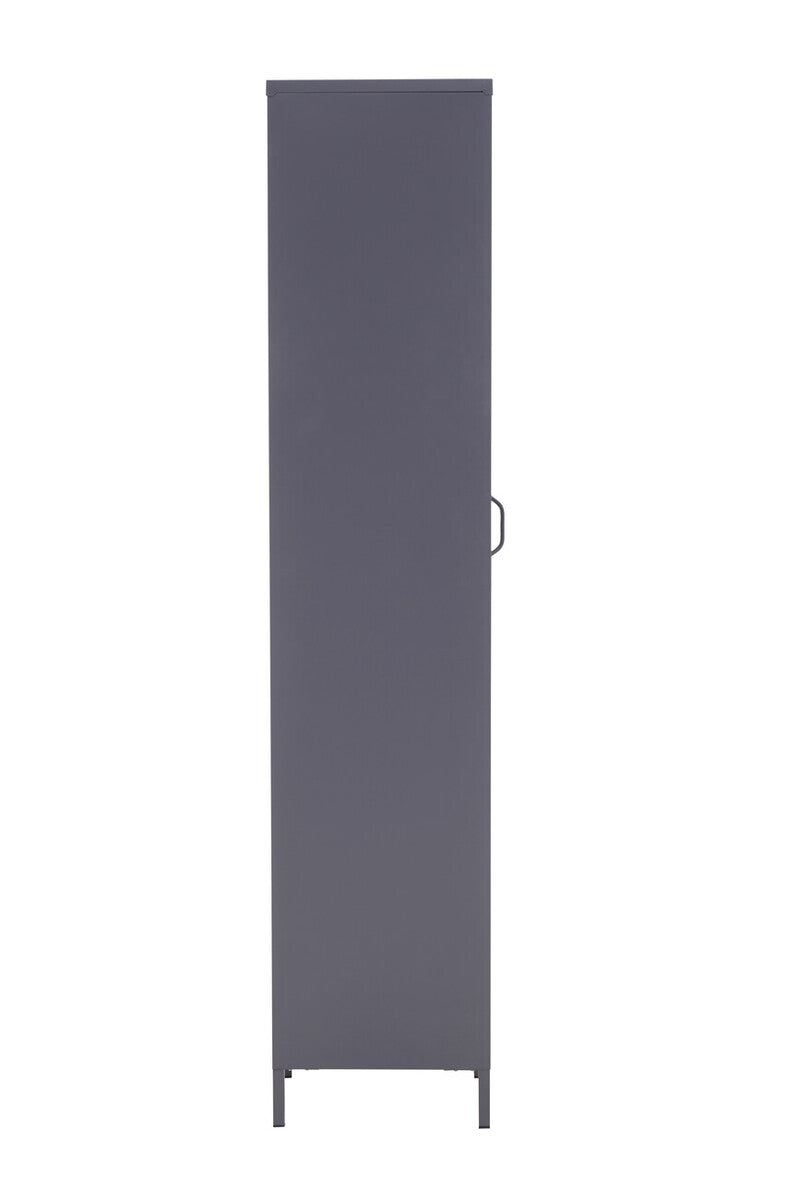 Grey Metal One Door Locker Style Tall Cabinet