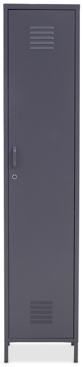 Grey Metal One Door Locker Style Tall Cabinet
