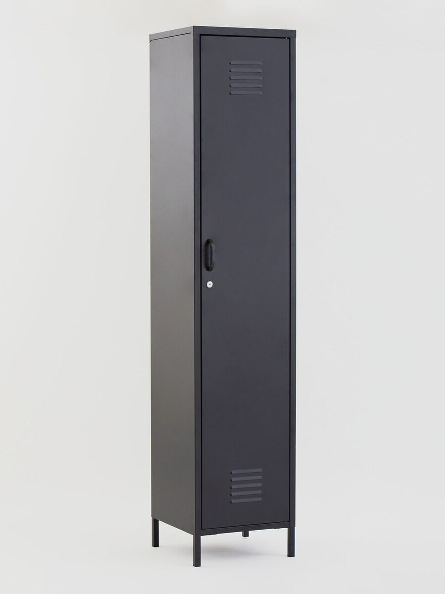 Grey Metal One Door Locker Style Tall Cabinet