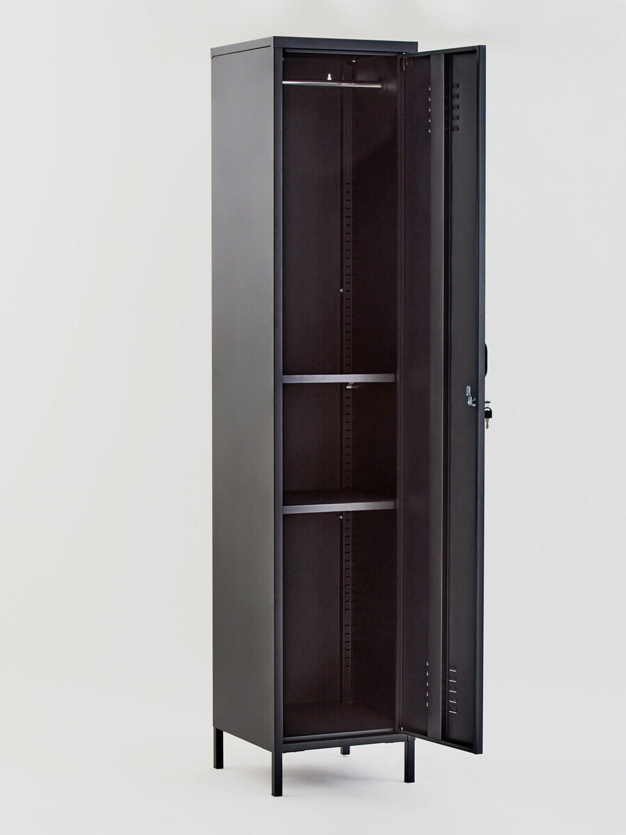 Grey Metal One Door Locker Style Tall Cabinet