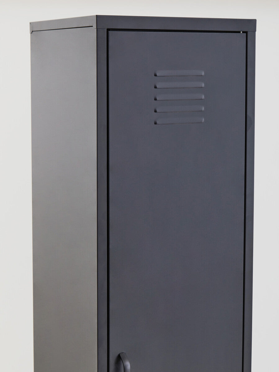 Grey Metal One Door Locker Style Tall Cabinet