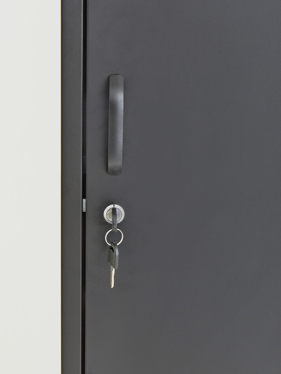 Grey Metal One Door Locker Style Tall Cabinet