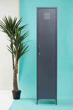 Grey Metal One Door Locker Style Tall Cabinet