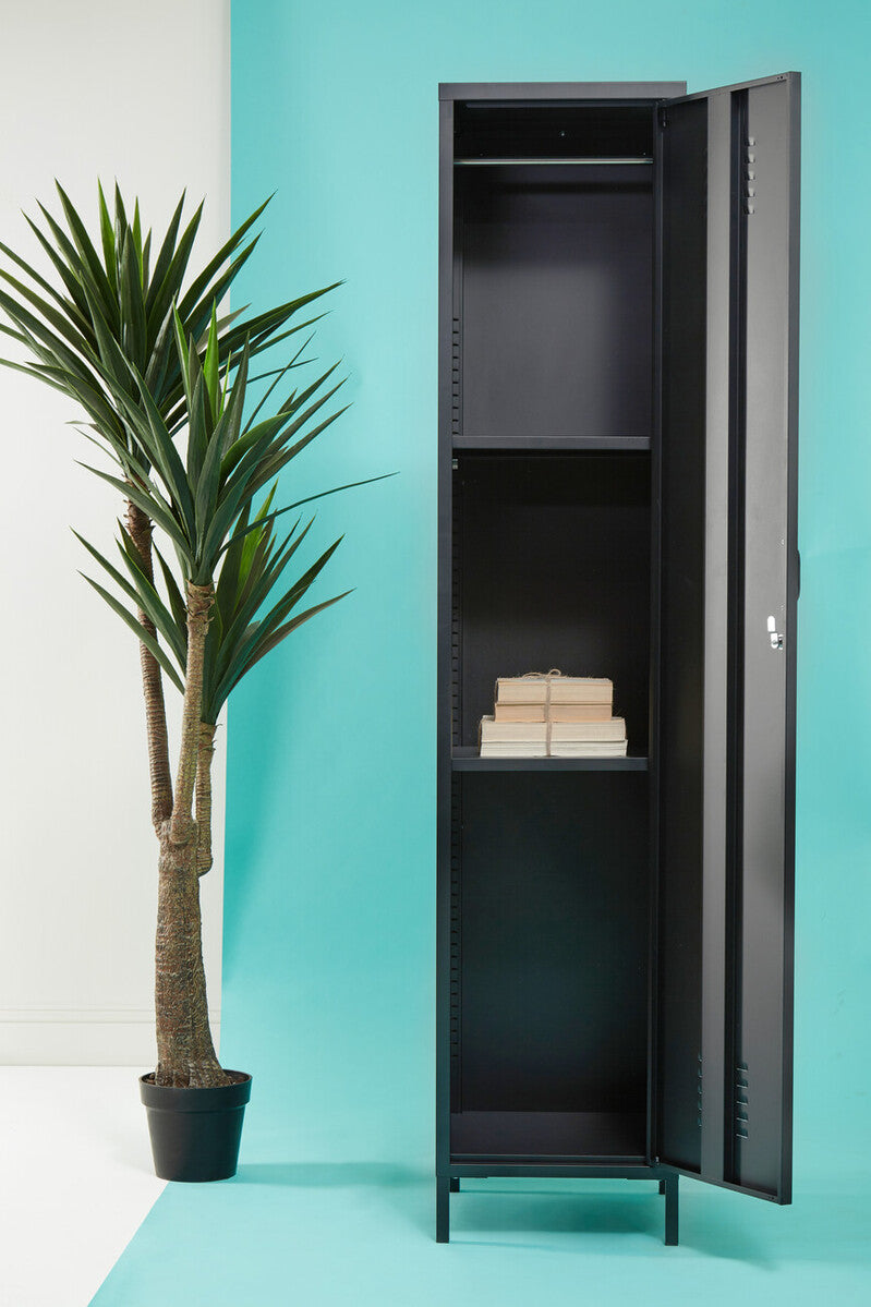 Grey Metal One Door Locker Style Tall Cabinet