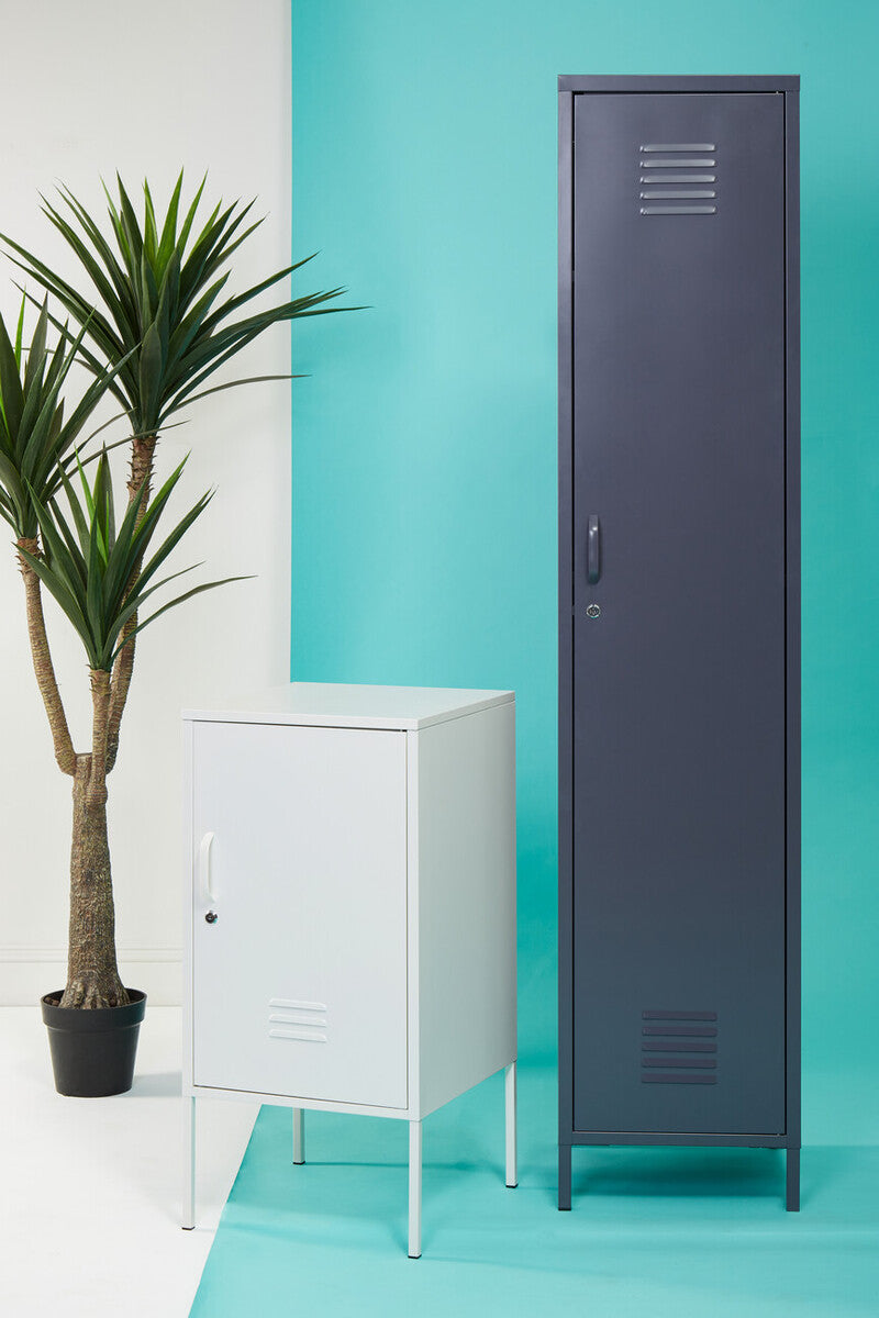 Grey Metal One Door Locker Style Tall Cabinet