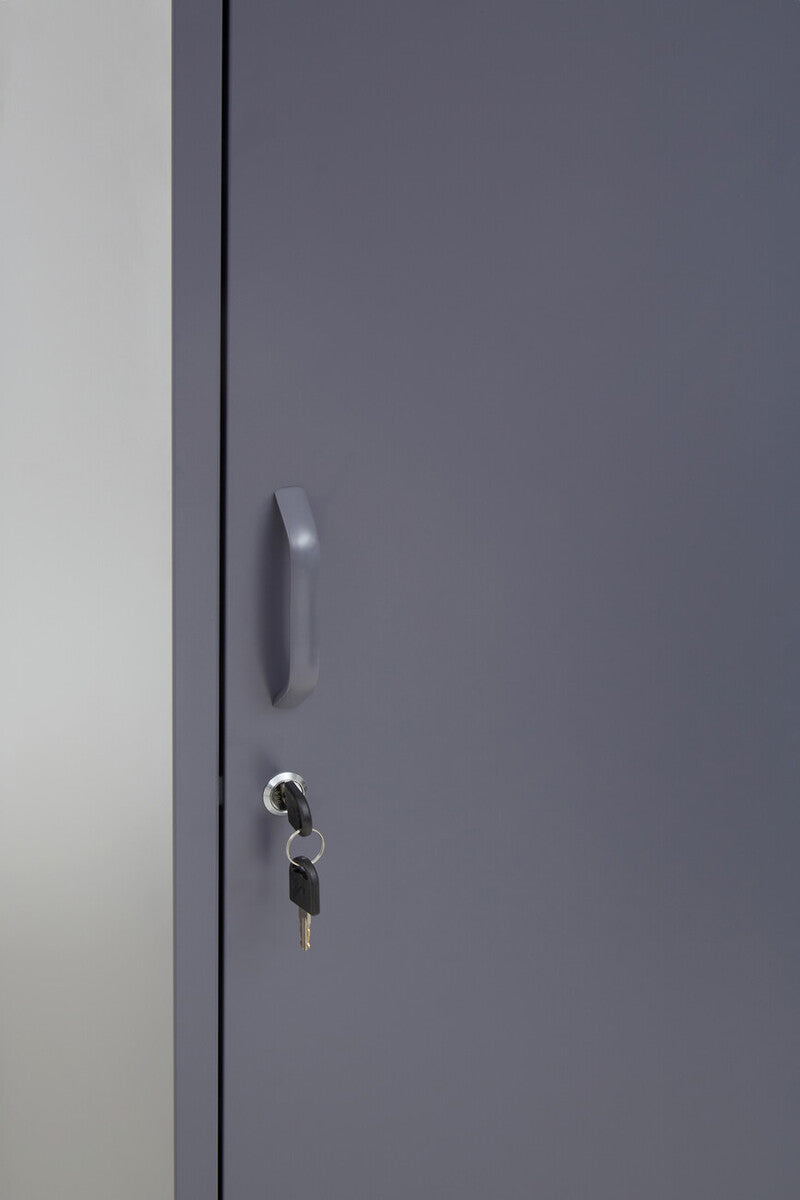Grey Metal One Door Locker Style Tall Cabinet