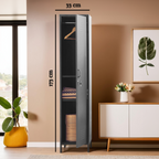 Grey Metal One Door Locker Style Tall Cabinet