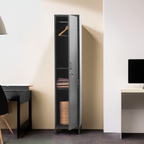 Grey Metal One Door Locker Style Tall Cabinet