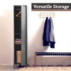 Grey Metal One Door Locker Style Tall Cabinet