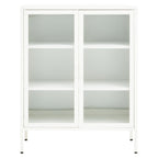 White Metal 2 Door Cabinet with Glass Doors