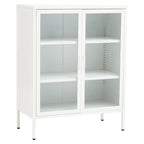 White Metal 2 Door Cabinet with Glass Doors