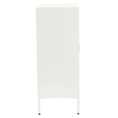 White Metal 2 Door Cabinet with Glass Doors