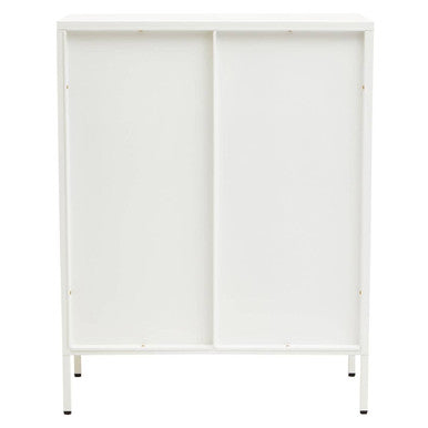 White Metal 2 Door Cabinet with Glass Doors