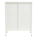 White Metal 2 Door Cabinet with Glass Doors
