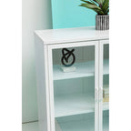 White Metal 2 Door Cabinet with Glass Doors