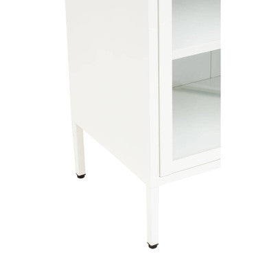 White Metal 2 Door Cabinet with Glass Doors