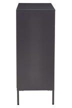 Grey Metal 2 Door Cabinet with Glass Doors