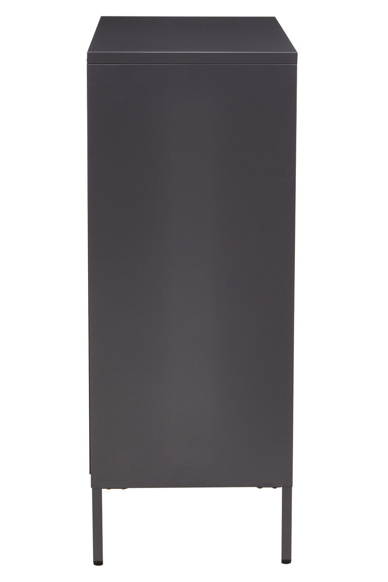 Grey Metal 2 Door Cabinet with Glass Doors