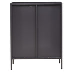 Grey Metal 2 Door Cabinet with Glass Doors