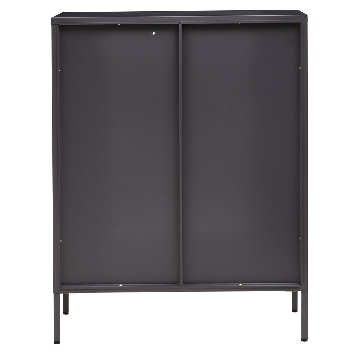 Grey Metal 2 Door Cabinet with Glass Doors