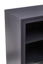 Grey Metal 2 Door Cabinet with Glass Doors