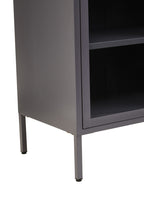 Grey Metal 2 Door Cabinet with Glass Doors