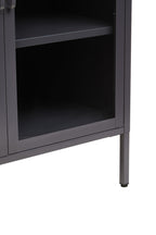 Grey Metal 2 Door Cabinet with Glass Doors