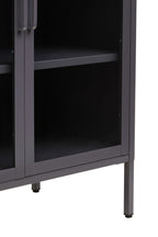 Grey Metal 2 Door Cabinet with Glass Doors