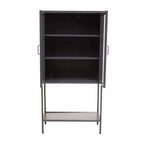 Grey Metal and Glass Two Door Tall Cabinet