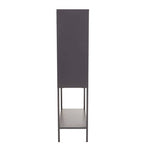 Grey Metal and Glass Two Door Tall Cabinet