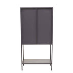 Grey Metal and Glass Two Door Tall Cabinet