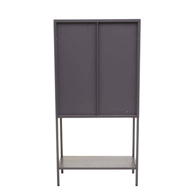 Grey Metal and Glass Two Door Tall Cabinet