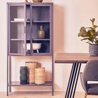 Grey Metal and Glass Two Door Tall Cabinet