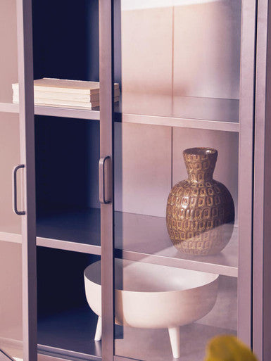 Grey Metal and Glass Two Door Tall Cabinet