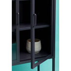 Grey Metal and Glass Two Door Tall Cabinet