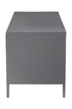 Grey Metal 2 Door Media Unit with Glass Doors