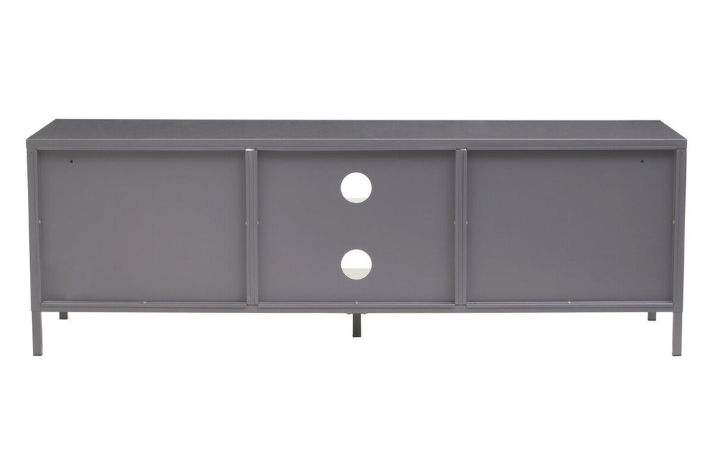 Grey Metal 2 Door Media Unit with Glass Doors