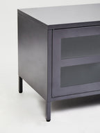 Grey Metal 2 Door Media Unit with Glass Doors
