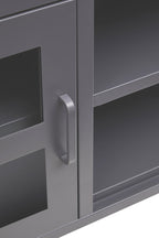 Grey Metal 2 Door Media Unit with Glass Doors