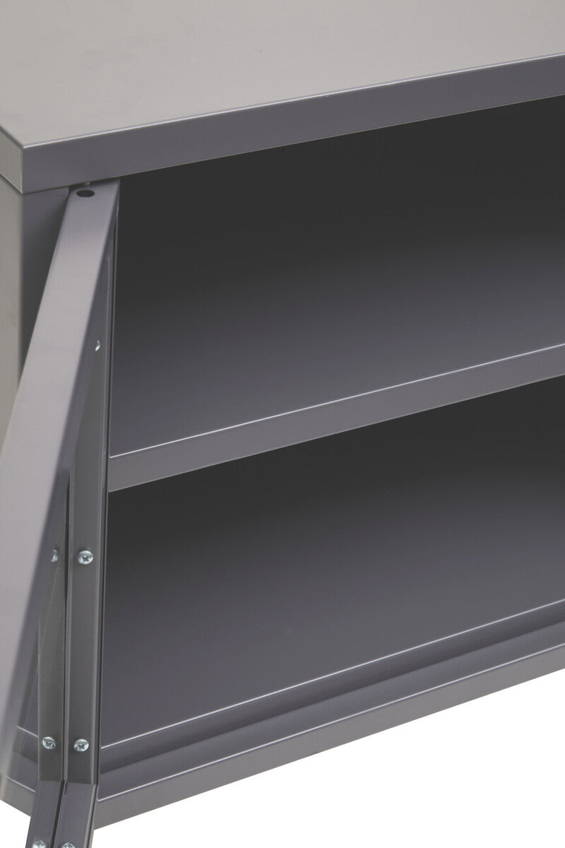 Grey Metal 2 Door Media Unit with Glass Doors