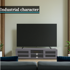 Grey Metal 2 Door Media Unit with Glass Doors