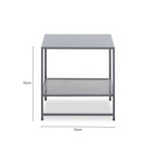 Grey Metal Square Side Table with Mesh Shelf