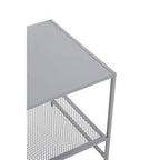 Grey Metal Square Side Table with Mesh Shelf
