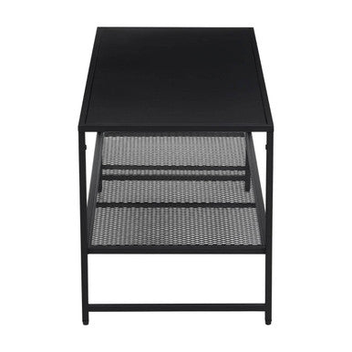 Black Metal Coffee Table with Mesh Shelf