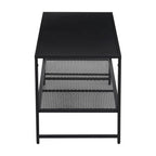 Black Metal Coffee Table with Mesh Shelf